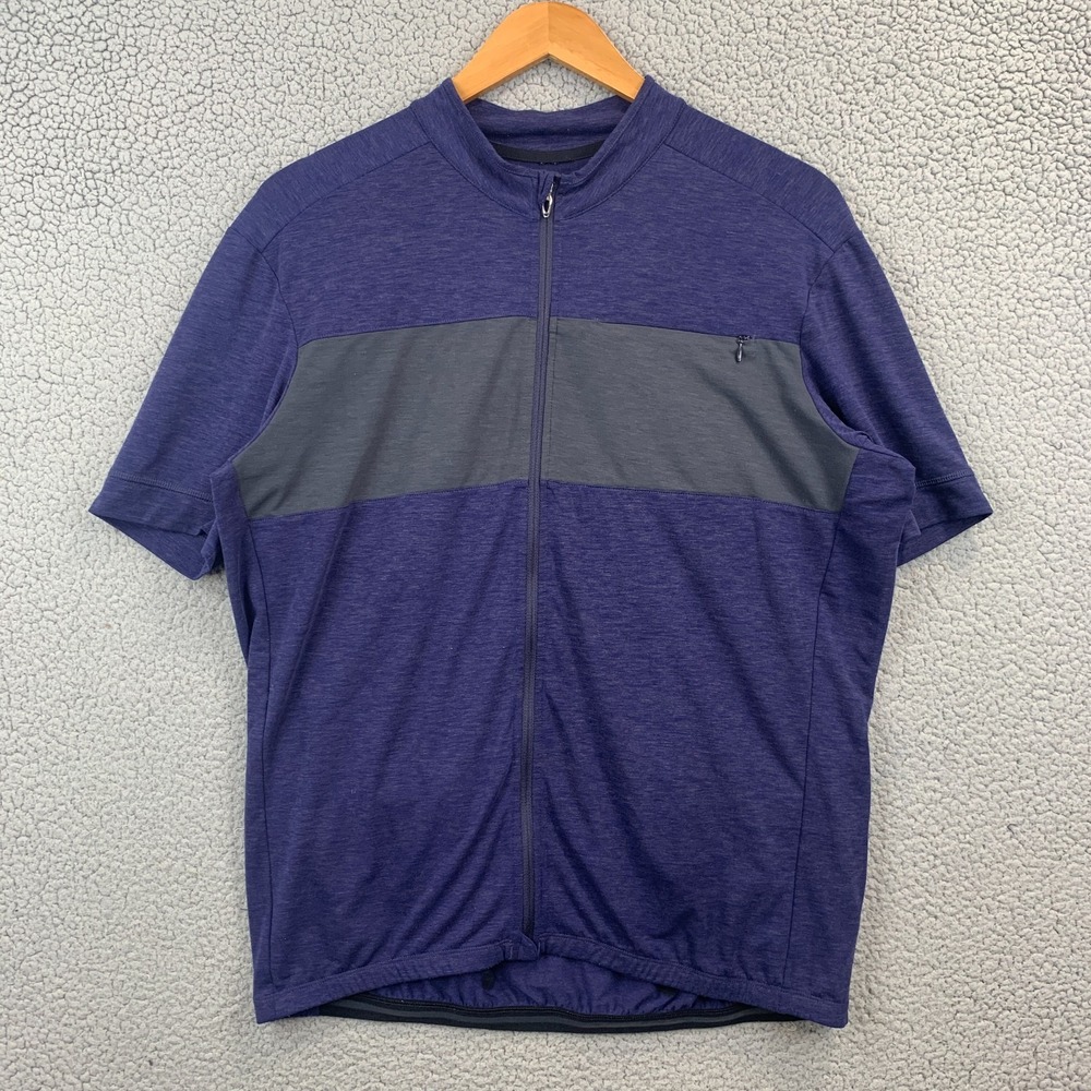Specialized Mens Cycling Jacket Blue Gray Full Zip Long Sleeve Bike Coat